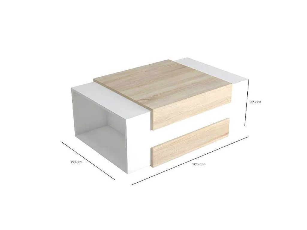 Simon Koffietafel, Wit, Sonoma, 100X60X35 Cm, Epikasa-Homemania Online
