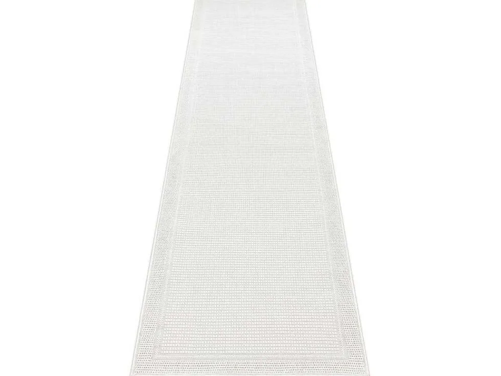Sisal Tapijt, Loper Timo 5979 Buitenshuis Kader Wit 80X250 Cm-RugsX Discount