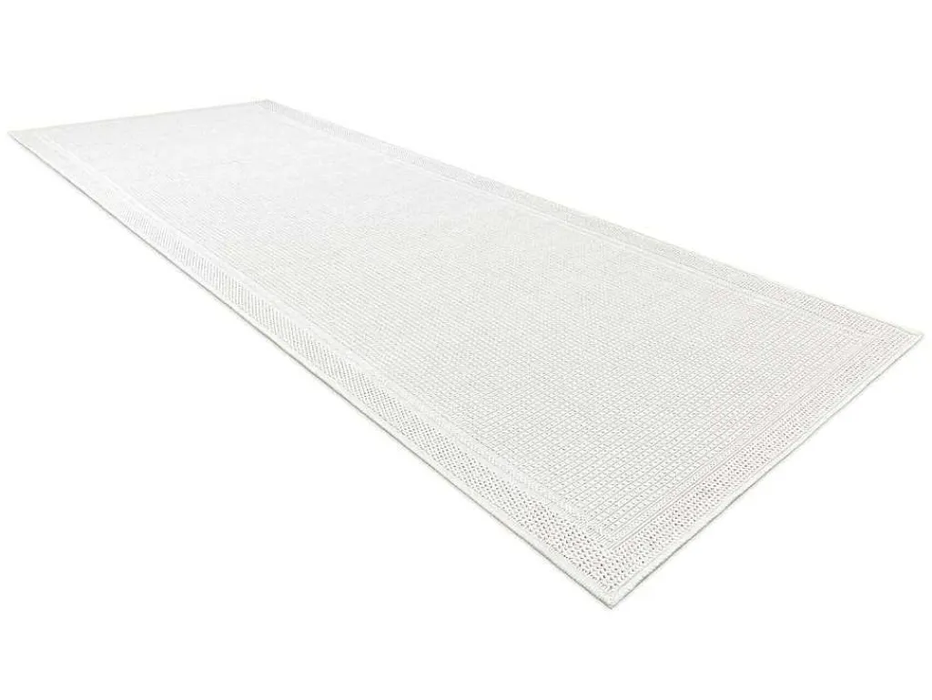 Sisal Tapijt, Loper Timo 5979 Buitenshuis Kader Wit 70X250 Cm-RugsX Outlet