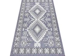 Sisal Tapijt Sion Azteeks 3007 Plat Te Weven Blauw / Roze / Ecru 140X190 Cm-RugsX Outlet