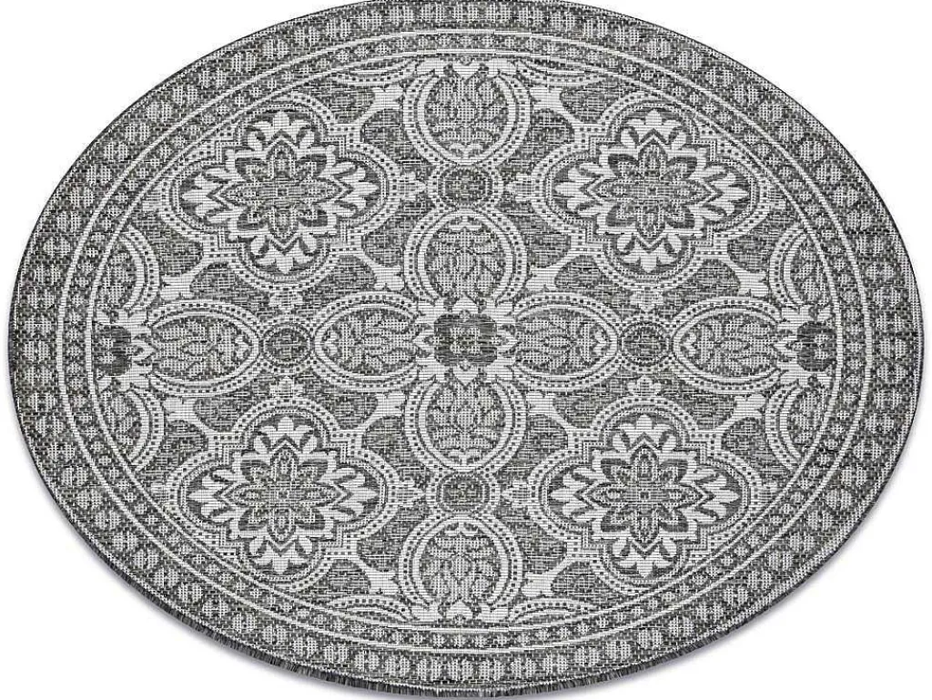 Sisal Tapijt Sisal Loft 21193 Rond Boho Ivoor/Zilver/Grijskleuring Cercle 120 Cm-RugsX Sale
