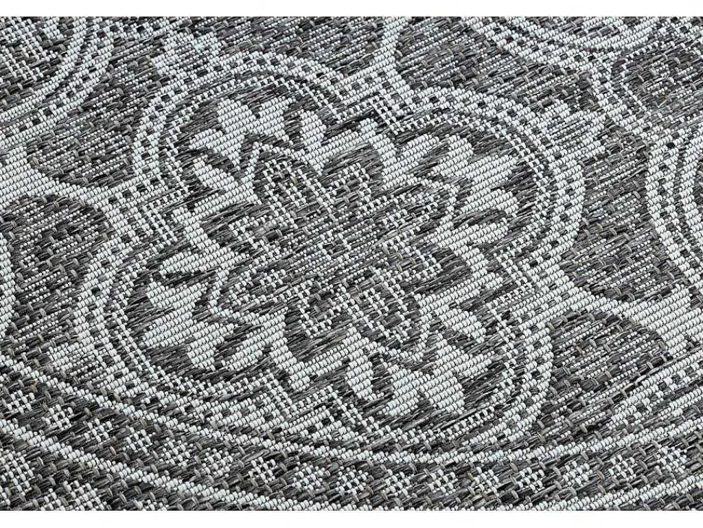 Sisal Tapijt Sisal Loft 21193 Rond Boho Ivoor/Zilver/Grijskleuring Cercle 120 Cm-RugsX Sale