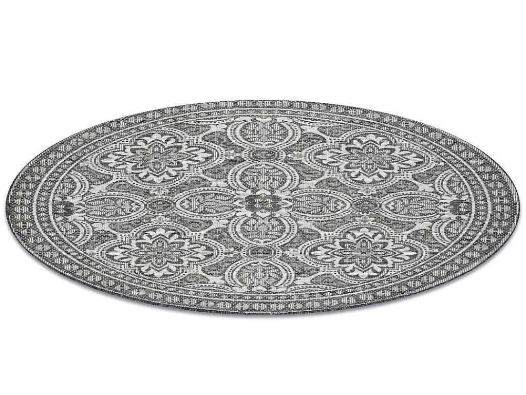 Sisal Tapijt Sisal Loft 21193 Rond Boho Ivoor/Zilver/Grijskleuring Cercle 120 Cm-RugsX Sale