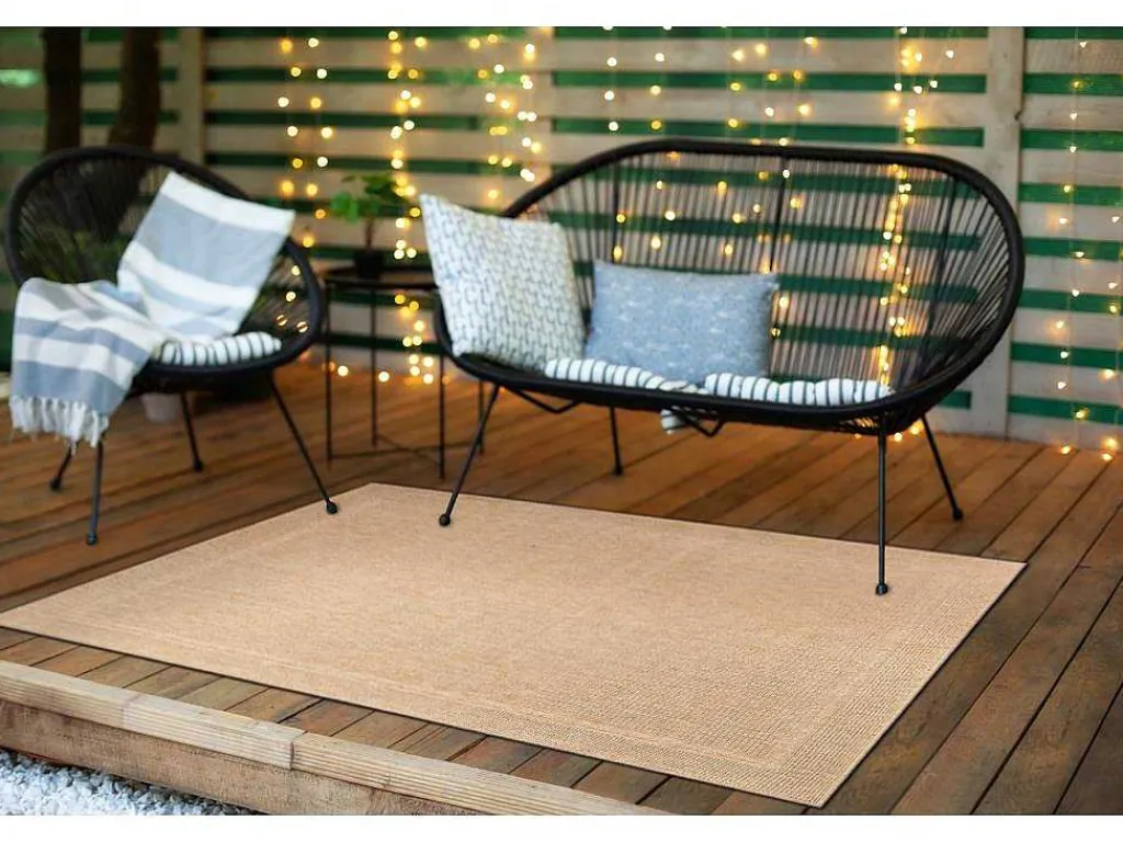 Sisal Tapijt Timo 5979 Buitenshuis Kader Donker Beige 180X270 Cm-RugsX Clearance