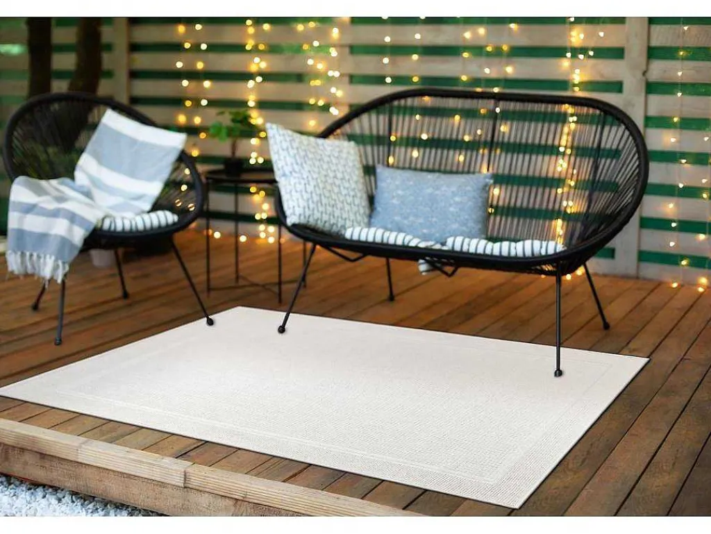 Sisal Tapijt Timo 5979 Buitenshuis Kader Wit 180X270 Cm-RugsX Outlet
