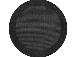 Sisal Tapijt Timo 5000 Cirkel Buitenshuis Kader Zwart Cercle 120 Cm-RugsX New
