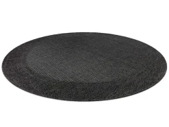 Sisal Tapijt Timo 5000 Cirkel Buitenshuis Kader Zwart Cercle 120 Cm-RugsX New