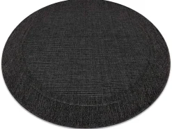 Sisal Tapijt Timo 5000 Cirkel Buitenshuis Kader Zwart Cercle 120 Cm-RugsX New