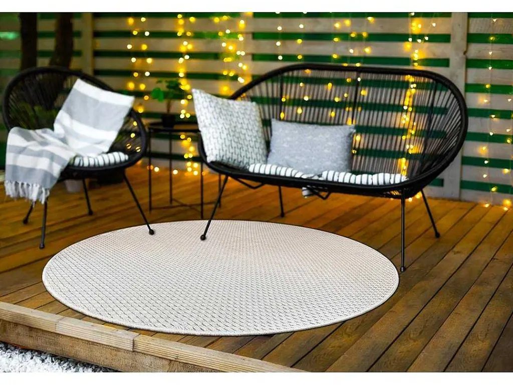 Sisal Tapijt Timo 6272 Cirkel Buitenshuis Wit Cercle 200 Cm-RugsX Hot