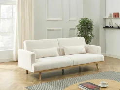 Slaapbank 3 Zitplaatsen Klik-Klakmechanisme Witte Bouclestof Esme-Vente-unique Outlet