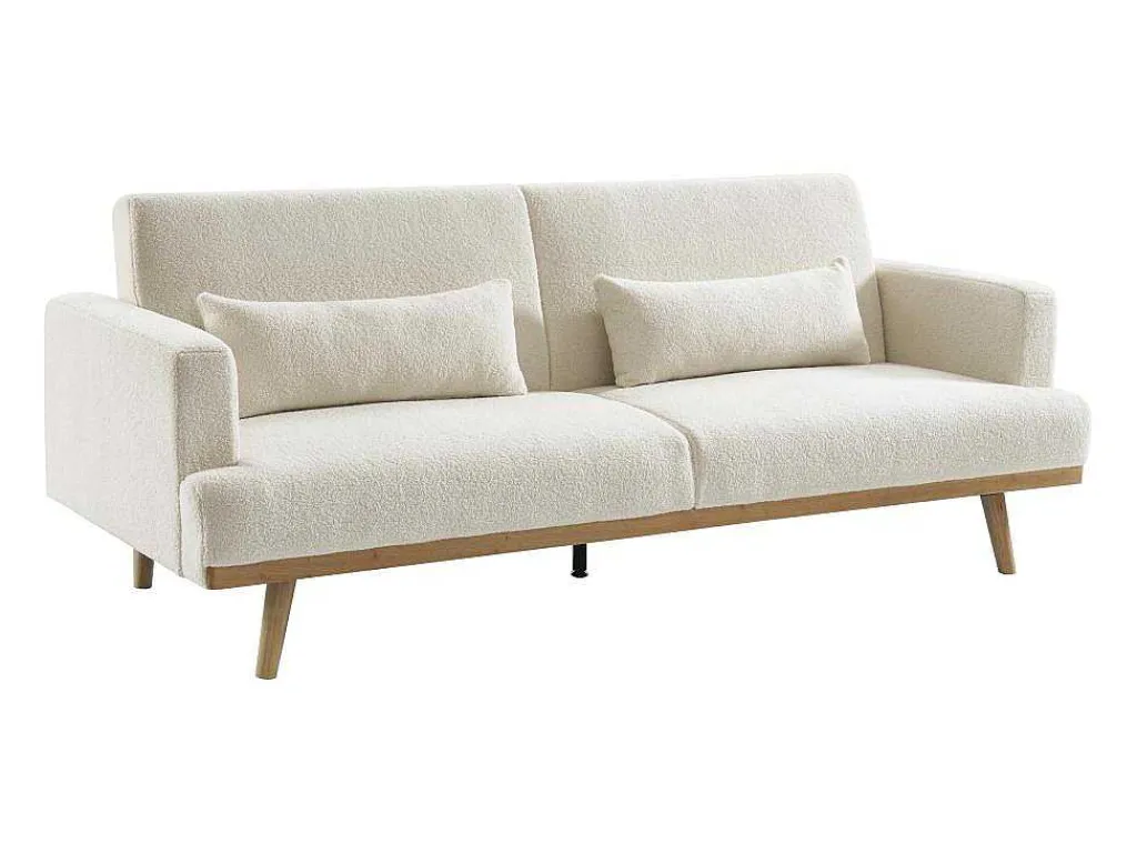 Slaapbank 3 Zitplaatsen Klik-Klakmechanisme Witte Bouclestof Esme-Vente-unique Outlet