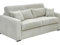 Slaapbank 4 Zitplaatsen Met Stoffen Bekleding In Cremewit Snel Ombouwbaar Matrasbreedte: 160 Cm Matrasdikte: 14 Cm Mondovi-Vente-unique Best