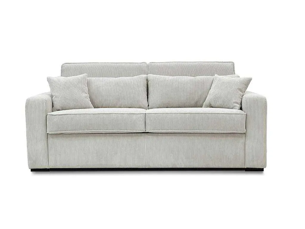 Slaapbank 4 Zitplaatsen Met Stoffen Bekleding In Cremewit Snel Ombouwbaar Matrasbreedte: 160 Cm Matrasdikte: 18 Cm Mondovi-Vente-unique