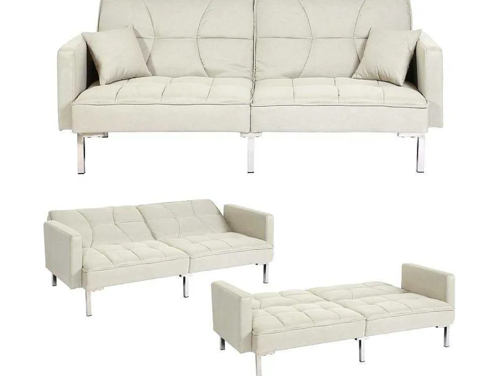 Slaapbank Mcw-K65, Stof/Textiel Creme-Beige-Vente-unique Discount