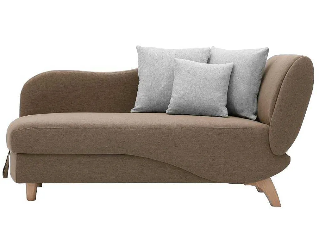 Slaapbank Van Bruine Stof Met Opbergruimte - Hoek Links - Penelope-Vente-unique New