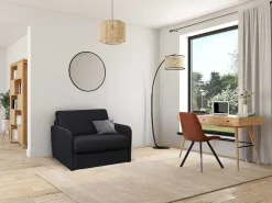 Slaapfauteuil Met Matras Van Stof Nadoa - Slaapafmeting 100 Cm - Donkergrijs-Vente-unique Clearance