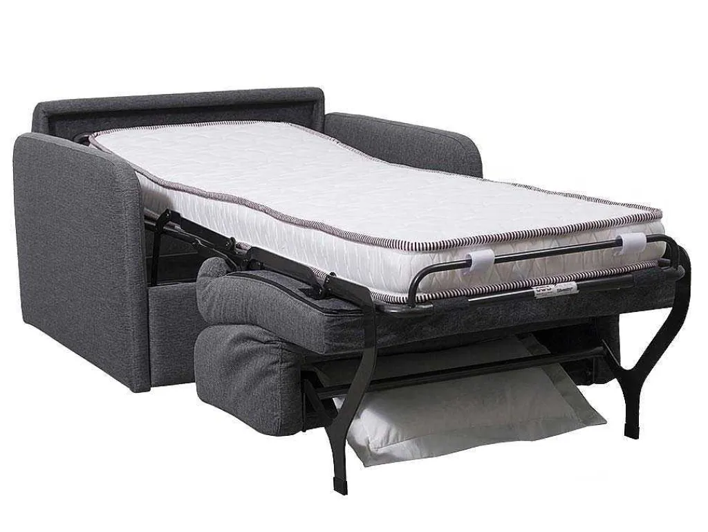 Slaapfauteuil Met Matras Van Stof Nadoa - Slaapafmeting 70 Cm - Antraciet-Vente-unique