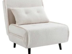 Slaapfauteuil Van Ivoorwitte Bouclestof Uribia-Vente-unique Online