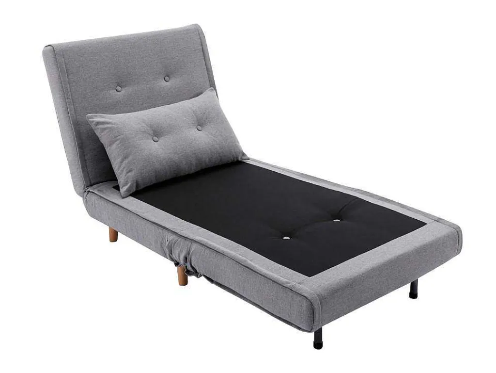 Slaapfauteuil Van Lichtgrijze Stof Uribia-Vente-unique New