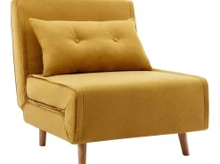 Slaapfauteuil Van Mosterdgele Stof Uribia-Vente-unique
