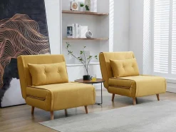Slaapfauteuil Van Mosterdgele Stof Uribia-Vente-unique