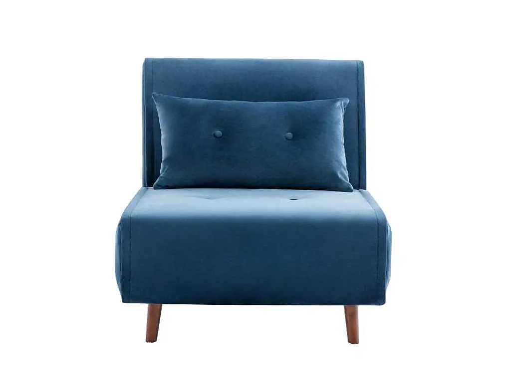 Slaapfauteuil Van Nachtblauw Velours Uribia-Vente-unique Clearance