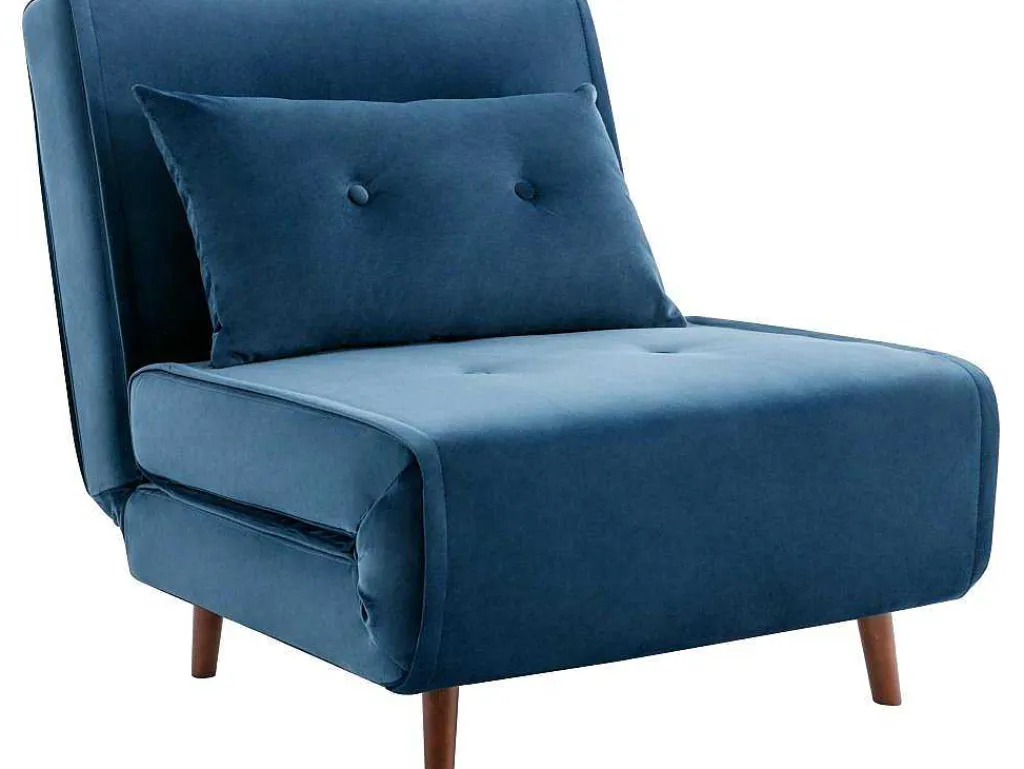 Slaapfauteuil Van Nachtblauw Velours Uribia-Vente-unique Clearance