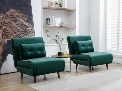 Slaapfauteuil Van Spargroen Velours Uribia-Vente-unique Outlet