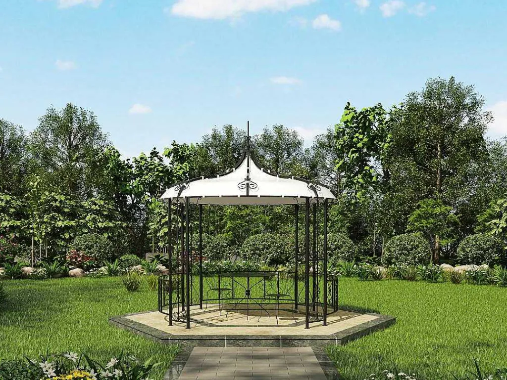 Smeedijzeren Tuinkiosk Van Metaal Tilcara - D300 X H290 Cm - Zwart-EXPERTLAND New