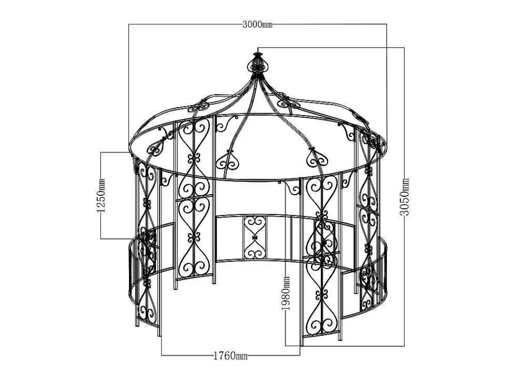 Smeedijzeren Tuinkiosk Van Metaal Tilcara - D300 X H290 Cm - Wit-EXPERTLAND Discount
