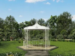 Smeedijzeren Tuinkiosk Van Metaal Tilcara - D300 X H290 Cm - Wit-EXPERTLAND Discount