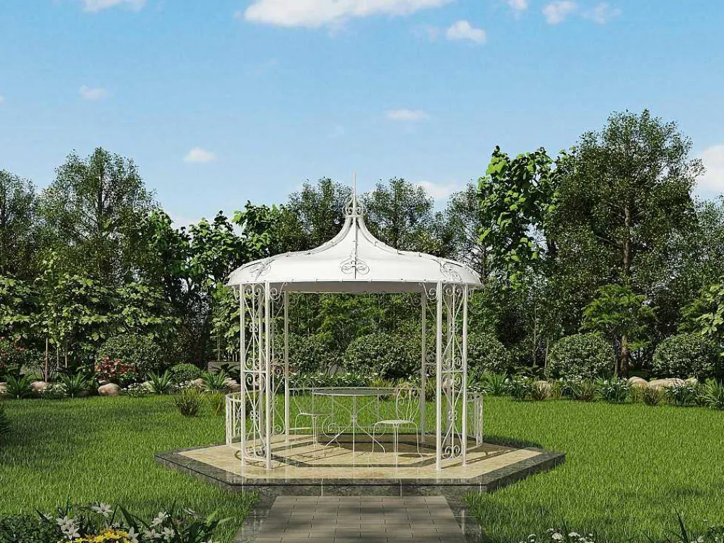 Smeedijzeren Tuinkiosk Van Metaal Tilcara - D300 X H290 Cm - Wit-EXPERTLAND Discount