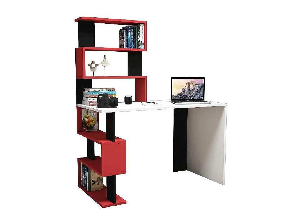 Snap Bureau, Wit, Rood, Zwart, 120X60X148,2 Cm,-EPIKASA Discount