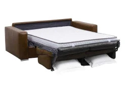 Snel Omgebouwde Slaapbank Met 3 Zitplaatsen In 100% Vintage Karamel Buffelleer En Een Matras Van 18 Cm Delectea Ii-LINEA SOFA New