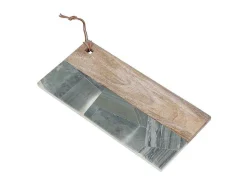 Snijplank Van 2 Materialen - Steen En Mangohout - L38 X D18 - Groen En Naturel - Utena-OZAIA