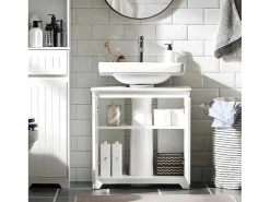 Badkamer Onder Aanrecht, Onder Aanrecht, Onder Wastafel, Aanrecht, Gootsteen Afdekking Met 2 Deuren, 60X30X60 Cm, Wit, Bzr108-Ii-W-Sobuy Hot