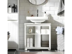 Badkamer Onder Aanrecht, Onder Aanrecht, Onder Wastafel, Aanrecht, Gootsteen Afdekking Met 2 Deuren, 60X30X60 Cm, Wit, Bzr108-Ii-W-Sobuy Hot