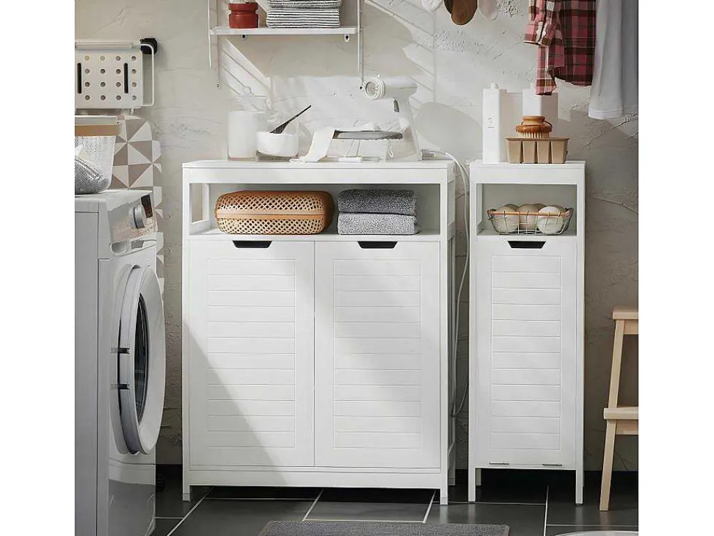 Badkamermeubel Toiletkast Ladekast Kastopbergmeubel Met 2 Deuren, Verstelbare Planken, 70X35X90 Cm, Bzr121-W-Sobuy Hot