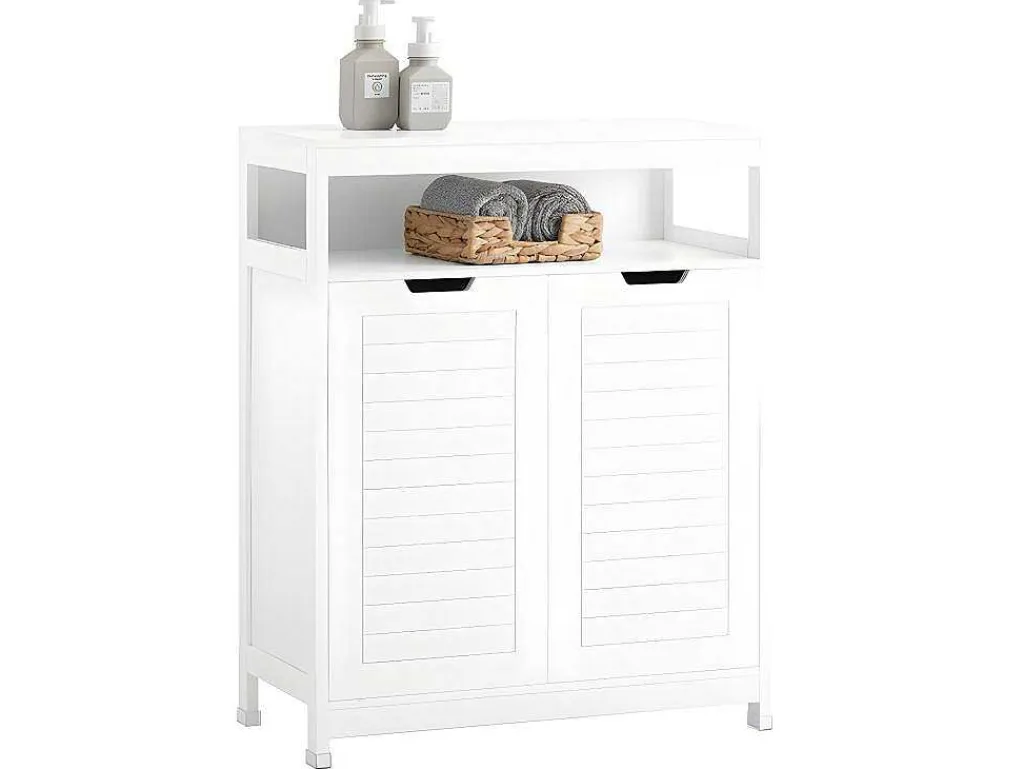 Badkamermeubel Toiletkast Ladekast Kastopbergmeubel Met 2 Deuren, Verstelbare Planken, 70X35X90 Cm, Bzr121-W-Sobuy Hot