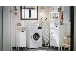 Badkamermeubel Toiletkast Ladekast Kastopbergmeubel Met 2 Deuren, Verstelbare Planken, 70X35X90 Cm, Bzr121-W-Sobuy Hot