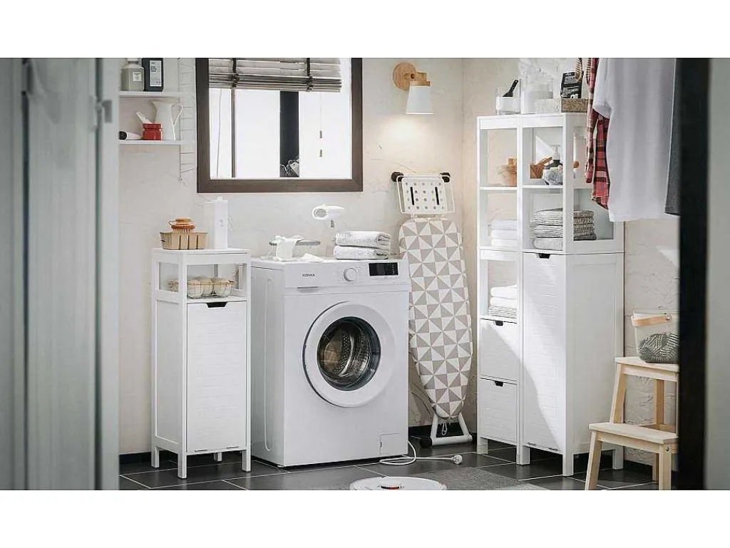 Badkamermeubel Toiletkast Ladekast Kastopbergmeubel Met 2 Deuren, Verstelbare Planken, 70X35X90 Cm, Bzr121-W-Sobuy Hot