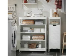 Badkamermeubel Toiletkast Ladekast Kastopbergmeubel Met 2 Deuren, Verstelbare Planken, 70X35X90 Cm, Bzr121-W-Sobuy Hot
