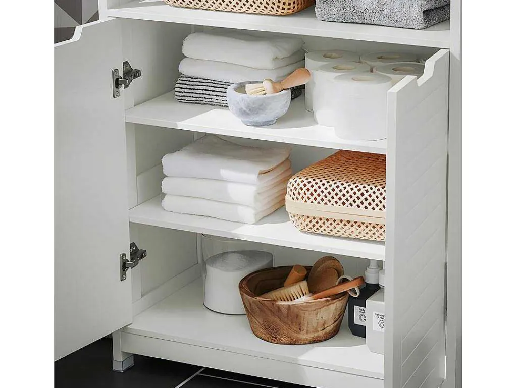 Badkamermeubel Toiletkast Ladekast Kastopbergmeubel Met 2 Deuren, Verstelbare Planken, 70X35X90 Cm, Bzr121-W-Sobuy Hot