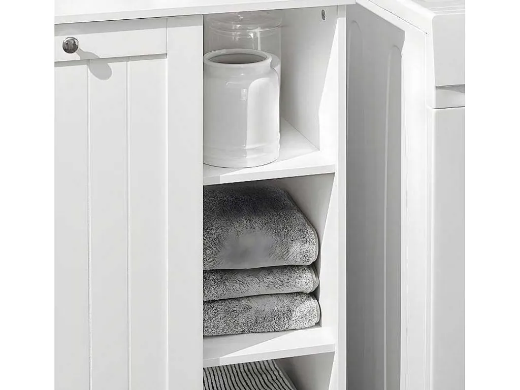 Bzr105-W Waszak Waskast Met 3 Planken En 1 Uitneembare Wasmand-Sobuy New