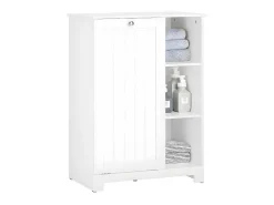 Bzr105-W Waszak Waskast Met 3 Planken En 1 Uitneembare Wasmand-Sobuy New