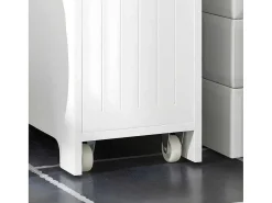 Compacte Toiletkast, Smal Badkameropbergmeubel Op Wielen, Toiletrolhouder Met 1 Kanteldeur, 2 Laden En 1 Open Achtercompartiment, Veelzijdige Opbergwagen, 60X20X75 Cm, Bzr111-W-Sobuy