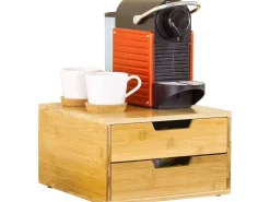 Frg82-N Capsulehouder Met 2 Lades Duurzaam Bamboe Opberglade Koffiecapsule Houder Nespresso-Sobuy New