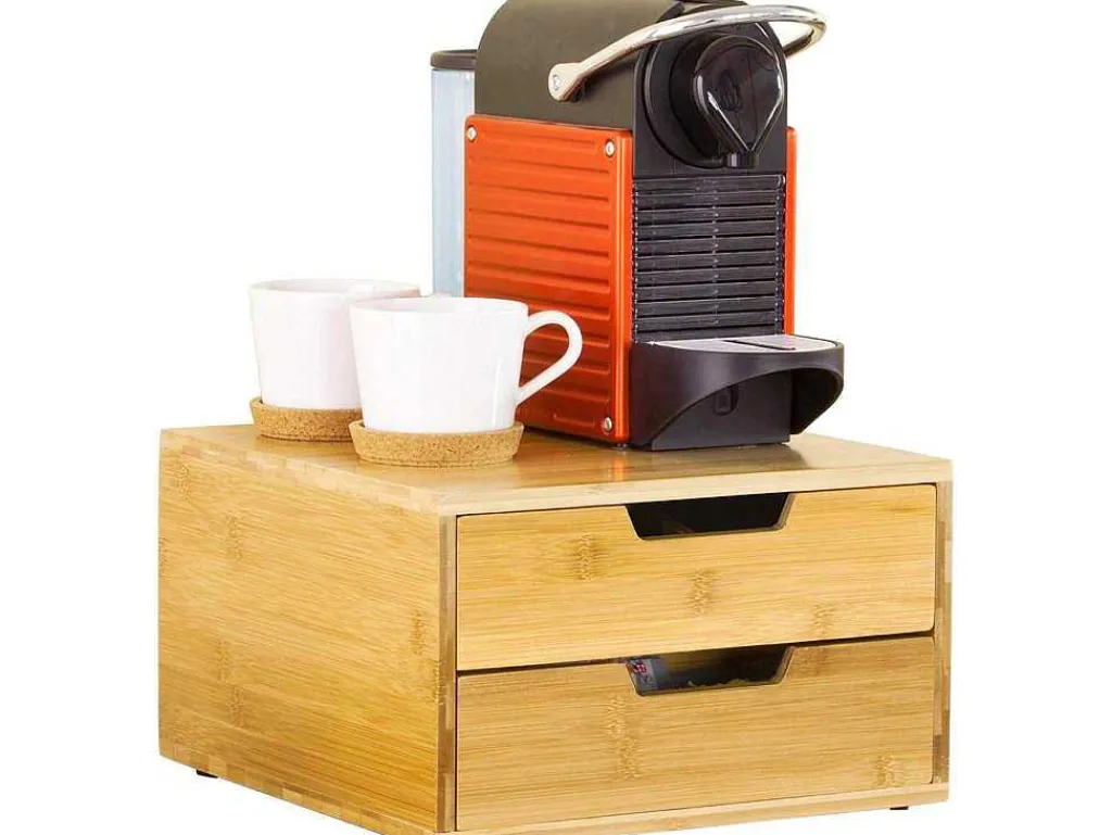 Frg82-N Capsulehouder Met 2 Lades Duurzaam Bamboe Opberglade Koffiecapsule Houder Nespresso-Sobuy New