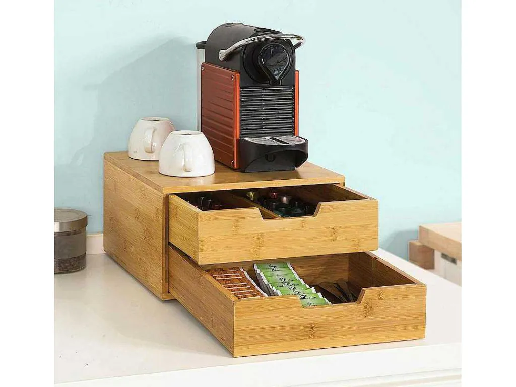 Frg82-N Capsulehouder Met 2 Lades Duurzaam Bamboe Opberglade Koffiecapsule Houder Nespresso-Sobuy New