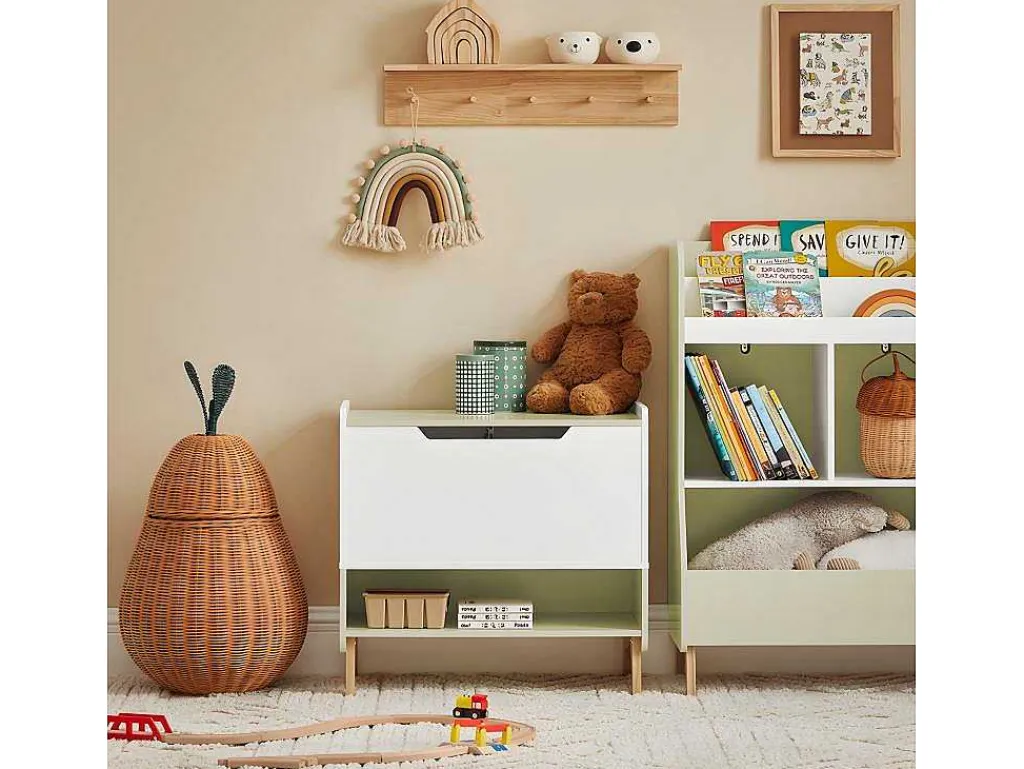 Houten Kinderspeelgoedkist, Speelgoedkist Met Klapdeksel, Speelgoedorganizer Voor Kinderkamer Met 1 Open Vak 60 X 34 X 57 Cm, Kmb91-Gr-Sobuy New